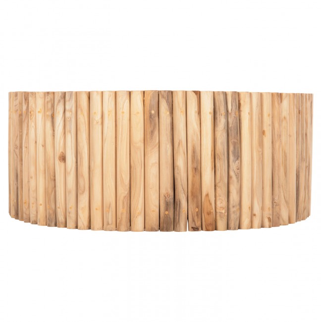 ΤΡΑΠΕΖΙ ΣΑΛΟΝΙΟΥ ΣΤΡΟΓΓΥΛΟ COOTER HM9862 ΚΛΑΔΙΑ TEAK-ΦΥΣΙΚΟ Φ100x40Υεκ.