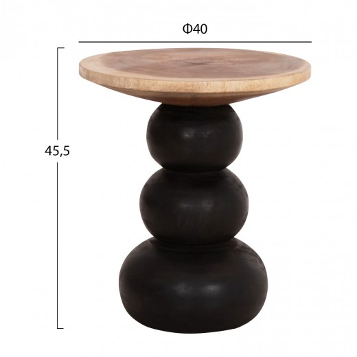 ΒΟΗΘΗΤΙΚΟ ΤΡΑΠΕΖΑΚΙ ΣΤΡΟΓΓΥΛΟ JACKY HM9890 SUAR ΞΥΛΟ ΦΥΣΙΚΟ & ΜΑΥΡΟ Φ40x45,5Υεκ.