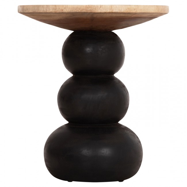 ΒΟΗΘΗΤΙΚΟ ΤΡΑΠΕΖΑΚΙ ΣΤΡΟΓΓΥΛΟ JACKY HM9890 SUAR ΞΥΛΟ ΦΥΣΙΚΟ & ΜΑΥΡΟ Φ40x45,5Υεκ.