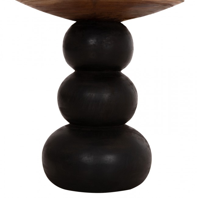 ΒΟΗΘΗΤΙΚΟ ΤΡΑΠΕΖΑΚΙ ΣΤΡΟΓΓΥΛΟ JACKY HM9890 SUAR ΞΥΛΟ ΦΥΣΙΚΟ & ΜΑΥΡΟ Φ40x45,5Υεκ.