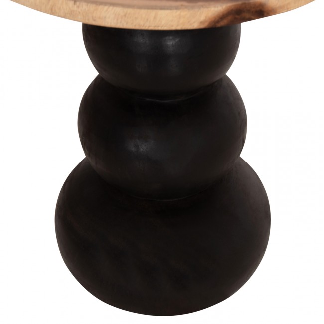 ΒΟΗΘΗΤΙΚΟ ΤΡΑΠΕΖΑΚΙ ΣΤΡΟΓΓΥΛΟ JACKY HM9890 SUAR ΞΥΛΟ ΦΥΣΙΚΟ & ΜΑΥΡΟ Φ40x45,5Υεκ.