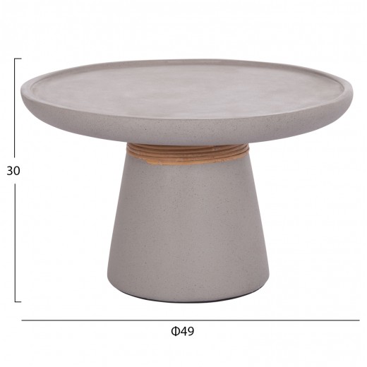 ΒΟΗΘΗΤΙΚΟ ΤΡΑΠΕΖΙ TRED HM18168.03 FIBER CEMENT ΓΚΡΙ-ΦΥΣΙΚΟ RATTAN--Φ49x30Υεκ.