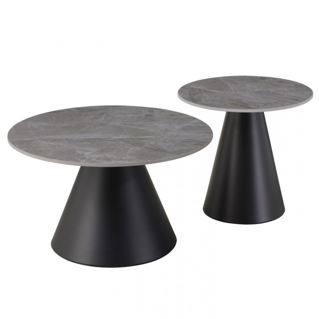 ΤΡΑΠΕΖΙΑ ΣΑΛΟΝΙΟΥ RIDGE HM18266.03 ΚΕΡΑΜΙΚΑ TOP ΜΕ ΟΨΗ ΓΚΡΙ ΜΑΡΜΑΡΟΥ Φ50εκ & Φ70εκ