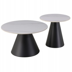 ΤΡΑΠΕΖΙΑ ΣΑΛΟΝΙΟΥ RIDGE HM18266.01 ΚΕΡΑΜΙΚΑ TOP ΜΕ ΟΨΗ ΛΕΥΚΟΥ ΜΑΡΜΑΡΟΥ Φ50εκ & Φ70εκ