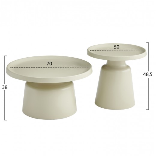 ΣΕΤ 2 ΤΡΑΠΕΖΙΑ ΣΑΛΟΝΙΟΥ RINKON2 HM18304.04 ΜΕΤΑΛΛΟ ΣΕ ΣΑΜΠΑΝΙ Φ50εκ & Φ70εκ