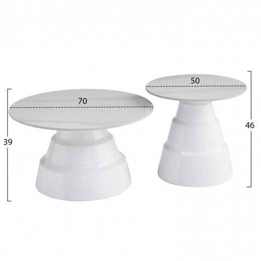 ΣΕΤ 2 ΤΡΑΠΕΖΙΑ ΣΑΛΟΝΙΟΥ LIDOX HM18306.01 SINTERED STONE TOPS KAI ΒΑΣΕΙΣ--ΛΕΥΚΑ Φ50 & Φ70