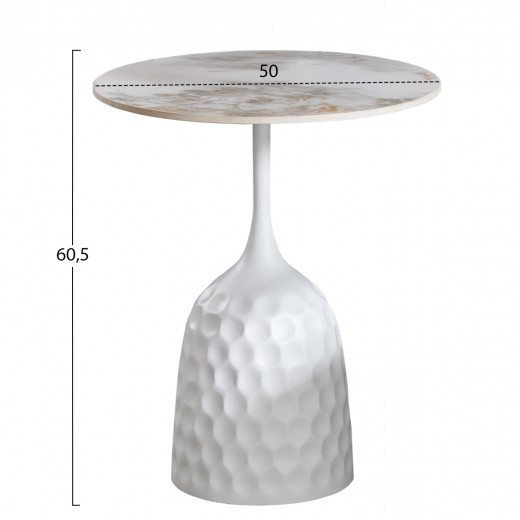 ΤΡΑΠΕΖΙ ΣΑΛΟΝΙΟΥ LONGSTEM HM18317.01 ΒΑΣΗ ΛΕΥΚΗ--SINTERED STONE CALACATA GOLD Φ50