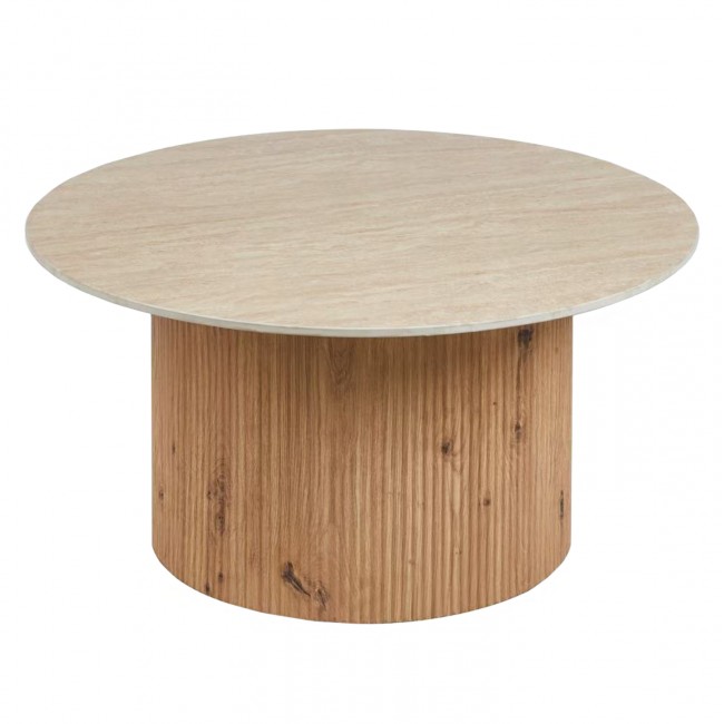 ΤΡΑΠΕΖΙ ΣΑΛΟΝΙΟΥ TWIL HM18325 ΚΕΡΑΜΙΚΟ TOP ΟΨΗ ΤΡΑΒΕΡΤΙΝΑΣ-MDF ΒΑΣΗ Φ84x39Υεκ