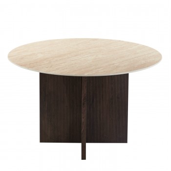 ΤΡΑΠΕΖΙ ΤΡΑΠΕΖΑΡΙΑΣ ΣΤΡΟΓΓΥΛΟ SKY HM18331 ΚΕΡΑΜΙΚΟ TOP ΟΨΗ ΤΡΑΒΕΡΤΙΝΑΣ Φ120x76Υεκ