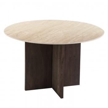 ΤΡΑΠΕΖΙ ΤΡΑΠΕΖΑΡΙΑΣ ΣΤΡΟΓΓΥΛΟ SKY HM18331 ΚΕΡΑΜΙΚΟ TOP ΟΨΗ ΤΡΑΒΕΡΤΙΝΑΣ Φ120x76Υεκ