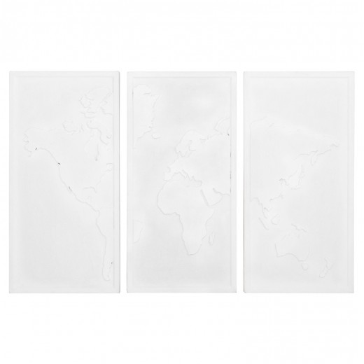 ΠΙΝΑΚΑΣ 3-ΠΤΥΧΟΣ WORLD MAP SANTORINI HM4504 MDF ΣΕ ΥΠΟΛΕΥΚΟ ΧΡΩΜΑ 180x4(πάχος)x120Υεκ.