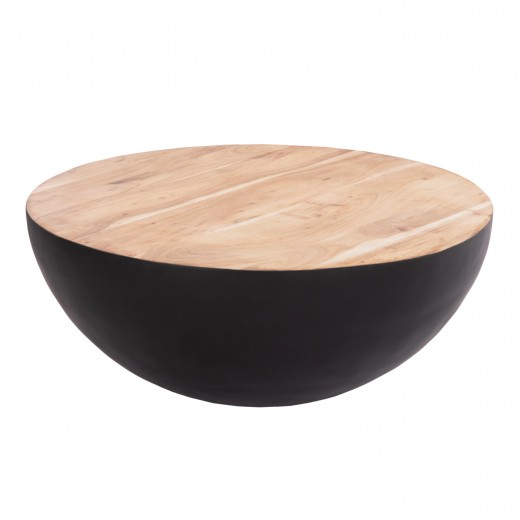 ΔΙΑΚΟΣΜΗΤΙΚΟ ΤΡΑΠΕΖΙ ΣΑΛΟΝΙΟΥ BOWL Φ90X37,5Yεκ. ΜΑΥΡΟ ΜΕ ΞΥΛΟ ΑΚΑΚΙΑΣ HM8717.21