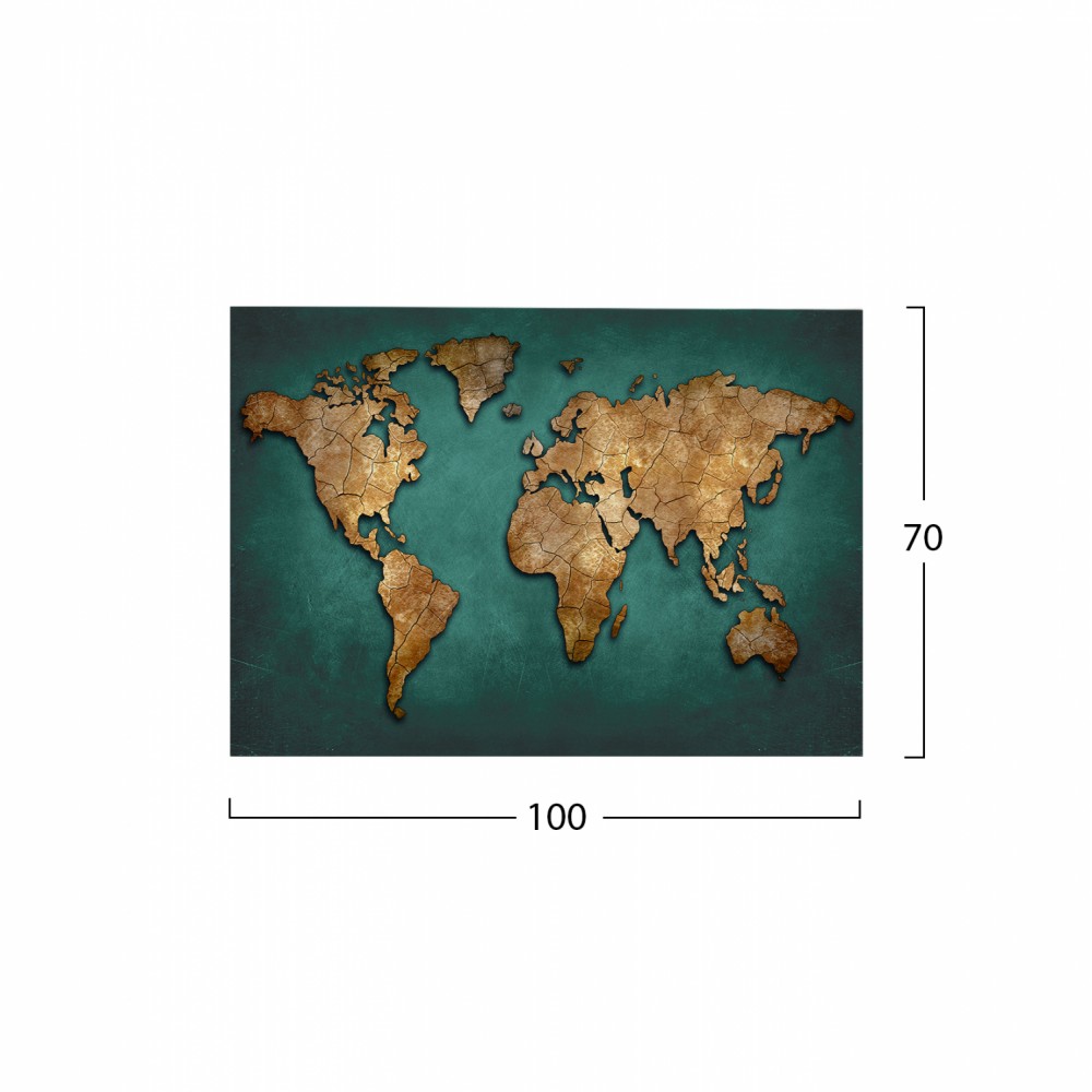 ΠΙΝΑΚΑΣ ΚΑΜΒΑΣ WORLD MAP HM7197.01 100X3X70 εκ.