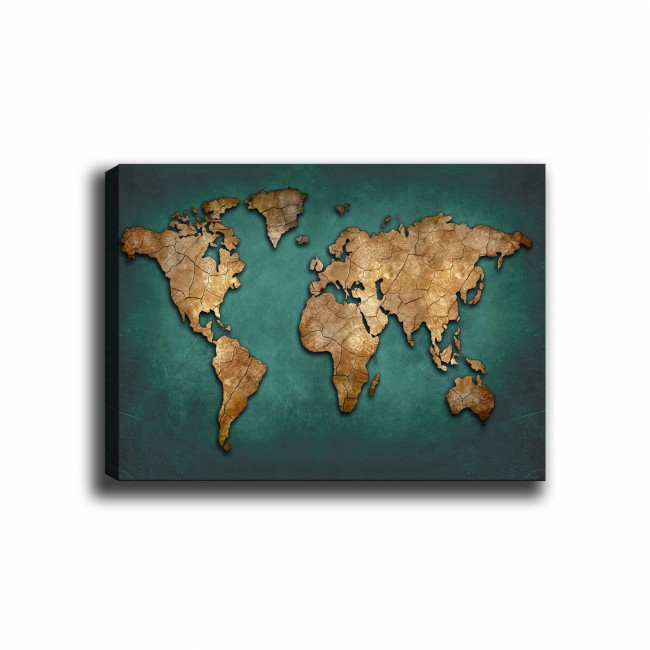 ΠΙΝΑΚΑΣ ΚΑΜΒΑΣ WORLD MAP HM7197.01 100X3X70 εκ.