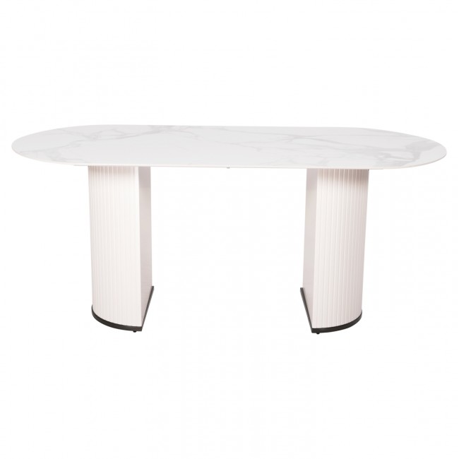 ΤΡΑΠΕΖΙ ΤΡΑΠΕΖΑΡΙΑΣ CORBY HM9771.01 12mmΚΕΡΑΜΙΚΟ ΛΕΥΚΟ ΜΑΡΜΑΡΟ-MDF ΛΕΥΚΟ 180x90x76Υ εκ.