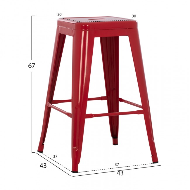 ΣΚΑΜΠΟ ΜΕΣΑΙΟΥ ΥΨΟΥΣ ΜΕΤΑΛΛΙΚΟ MELITA-PRO HM8573.44 ΚΟΚΚΙΝΟ 43x43x67Υεκ.