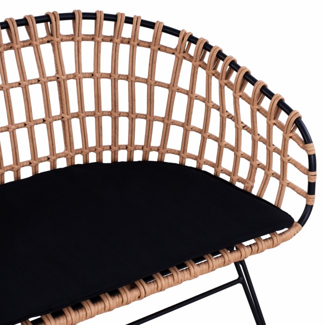 ΠΑΓΚΑΚΙ ΜΕΤΑΛΛΙΚΟ ALLEGRA HM5692 ΜΕ WICKER ΜΑΥΡΟ-ΜΠΕΖ 124x57x77Υ εκ.