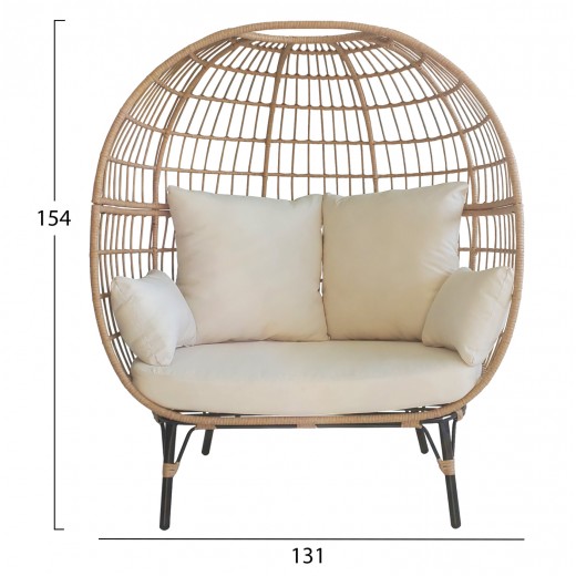 ΠΟΛΥΘΡΟΝΑ ΦΩΛΙΑ MIAMI 2 ΑΤΟΜΩΝ ΤΥΠΟΥ RATTAN HM5870.01 130x80x157Υ εκ.