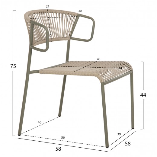 ΚΑΡΕΚΛΑ SUKI HM6053.05 ΜΕΤΑΛΛO KAI ΣΥΝΘΕΤΙΚΟ RATTAN ΣΕ ΑΝΟΙΧΤΟ ΠΡΑΣΙΝΟ 54x62x80Υεκ