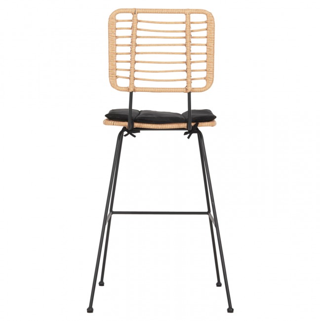 ΣΚΑΜΠΟ ΜΠΑΡ ALLEGRA HM5455.11 ΜΕΤΑΛΛΟ&ΜΑΞΙΛΑΡΙ ΜΑΥΡΟ-WICKER ΜΠΕΖ 56x59x116,5Υεκ.