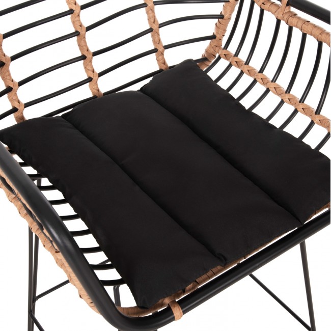 ΣΚΑΜΠΟ ΜΠΑΡ ALLEGRA HM5690.11 ΜΕΤΑΛΛΟ&ΜΑΞΙΛΑΡΙ ΜΑΥΡΟ-WICKER ΜΠΕΖ 55x54x108Υεκ.