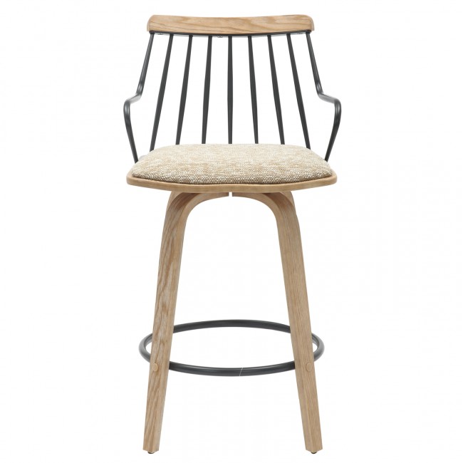 ΣΚΑΜΠΟ ΜΠΑΡ JUDI HM9985.01 WHITE WASH Κ.Π.-ΜΑΥΡΟ ΜΕΤΑΛΛΟ-ΜΠΕΖ ΥΦΑΣΜΑ 48x52x92Υεκ