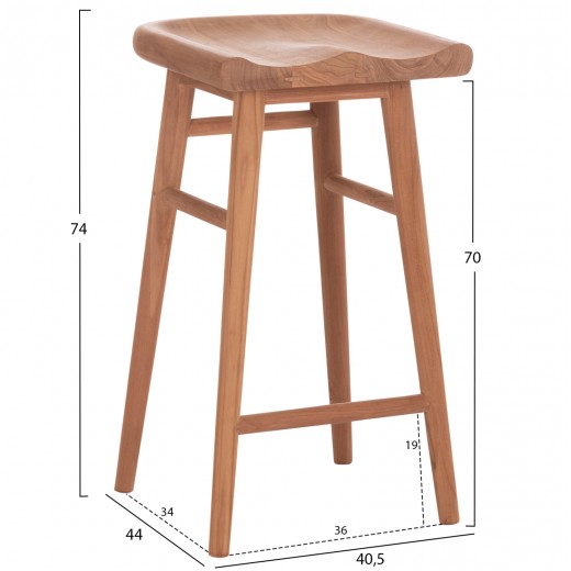 ΣΚΑΜΠΟ ΜΠΑΡ BOLMAR HM18108 ΞΥΛΟ ΤΕΑΚ ΣΕ ΦΥΣΙΚΟ 40.5x44x74Υεκ.