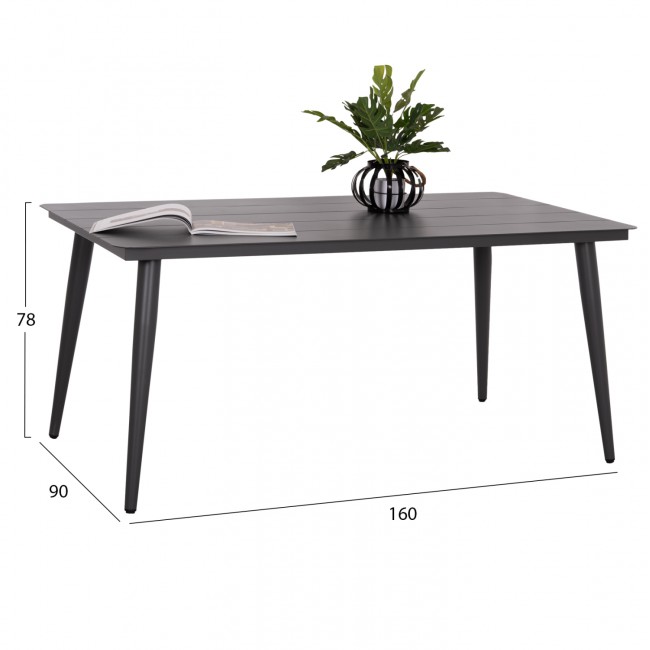 ΤΡΑΠΕΖΙ ΑΛΟΥΜΙΝΙΟΥ ΟΡΘΟΓΩΝΙΟ HIGER HM6291.01 ΓΚΡΙ 160x90x78Υεκ.