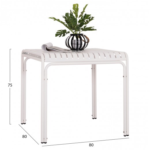 ΤΡΑΠΕΖΙ ΤΕΤΡΑΓΩΝΟ ΑΛΟΥΜΙΝΙΟΥ RACHEL HM6338.02 ΛΕΥΚΟ 80x80x75Υεκ.