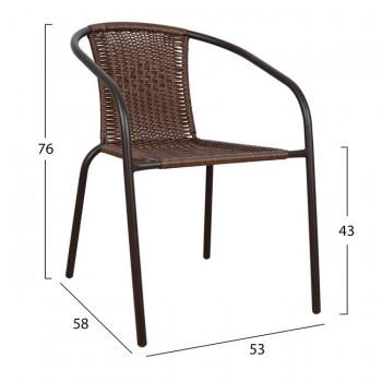 ΠΟΛΥΘΡΟΝΑ ΚΑΡΕΚΛΑ CAMEL HM5015.02 ΚΑΦΕ ΜΕΤΑΛΛΙΚΗ ΜΕ WICKER ΚΑΦΕ 48x48-53x72 cm