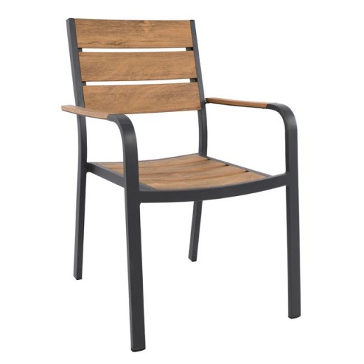ΠΟΛΥΘΡΟΝΑ ΑΛΟΥΜΙΝΙΟΥ SAGA ΑΝΘΡΑΚΙ ΜΕ POLYWOOD HM5127.02 55x56x85Υεκ.