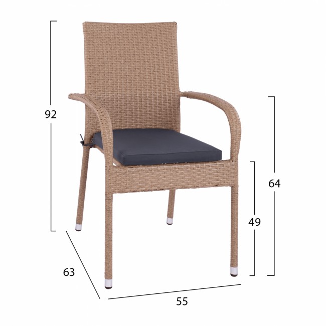 ΠΟΛΥΘΡΟΝΑ ΜΕΤΑΛΛΙΚΗ ANISHA HM5685.02 ΜΕ ΜΑΞΙΛΑΡΙ WICKER ΚΑΦΕ-ΜΟΚΑ ΣΤΟΙΒ/ΜΕΝΗ 56x60x94 εκ.