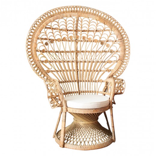ΠΟΛΥΘΡΟΝΑ ROYAL PEACOCK HM9342 RATTAN ΣΕ ΦΥΣΙΚΟ-ΜΑΞΙΛΑΡΙ ΜΠΕΖ 114x72x150Yεκ.