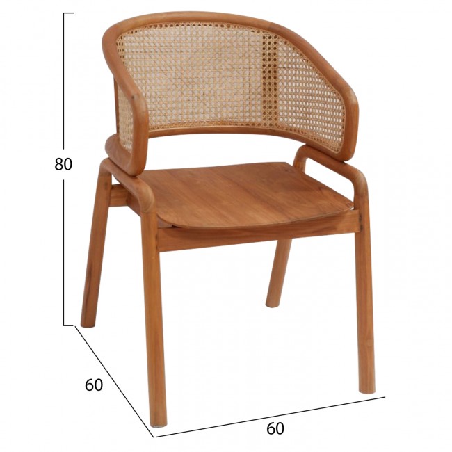 ΠΟΛΥΘΡΟΝΑ ΜΑΣΙΦ ΞΥΛΟ ΤEAK & RATTAN ΠΛΑΤΗ ΦΥΣΙΚΟ 57x62x83Υεκ.HM9402.01