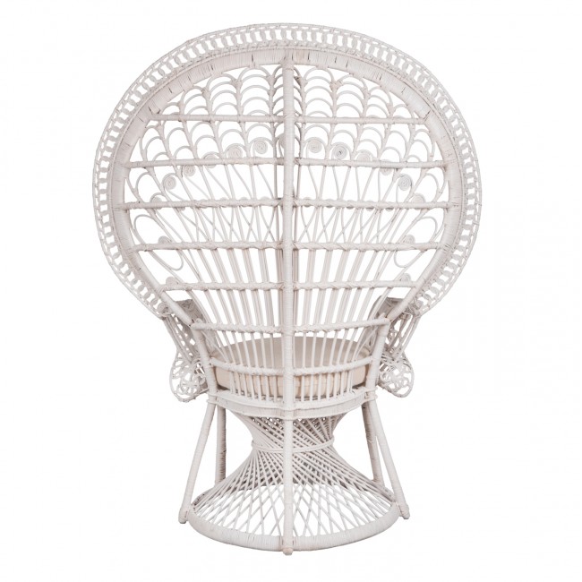 ΠΟΛΥΘΡΟΝΑ ROYAL PEACOCK HM9342.02 RATTAN ΣΕ ΛΕΥΚΟ-ΜΑΞΙΛΑΡΙ ΛΕΥΚΟ 114x72x150Yεκ.