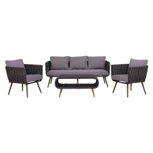 ΣΕΤ ΣΑΛΟΝΙ 4ΤΜΧ ΑΛΟΥΜΙΝΙΟΥ ΜΕ WICKER ΓΚΡΙ HM5282.11