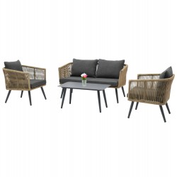 ΣΑΛΟΝΙ ΕΞ.ΧΩΡΟΥ 4ΤΜΧ FREJA HM6057.03 ΑΛΟΥΜ.ΑΝΘΡΑΚΙ-PE RATTAN ΜΠΕΖ-ΑΝΘΡΑΚΙ ΜΑΞΙΛΑΡΙΑ