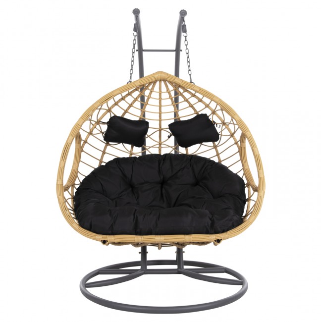 ΔΙΠΛΗ ΚΡΕΜΑΣΤΗ ΦΩΛΙΑ ME ΥΠΟΠΟΔΙΟ GRACIE HM5754.02 ΜΠΕΖ ΣΥΝΘ.RATTAN-ΓΚΡΙ ΜΕΤΑΛ.ΣΚΕΛΕΤΟΣ Φ120x200Υεκ