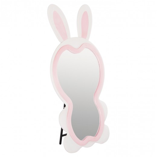 ΠΑΙΔΙΚΟΣ ΚΑΘΡΕΦΤΗΣ ΔΑΠΕΔΟΥ BUNNY HM4489.01 MDF ΡΟΖ & ΛΕΥΚΟ-ΜΑΥΡΟ STAND 80x162Υεκ.