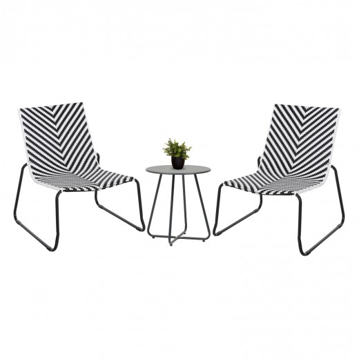 ΣΕΤ LOUNGE 3TMX ΕΞ.ΧΩΡΟΥ PONY HM21193 ΜΕΤΑΛΛΟ ΣΕ ΓΚΡΙ--ΣΥΝΘ.RATTAN ΣΕ ΛΕΥΚΟ-ΜΑΥΡΟ