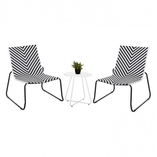 ΣΕΤ LOUNGE 3TMX ΕΞ.ΧΩΡΟΥ PONY HM21193.02 ΜΕΤΑΛΛΟ ΚΑΙ ΣΥΝΘ.RATTAN ΣΕ ΛΕΥΚΟ-ΜΑΥΡΟ