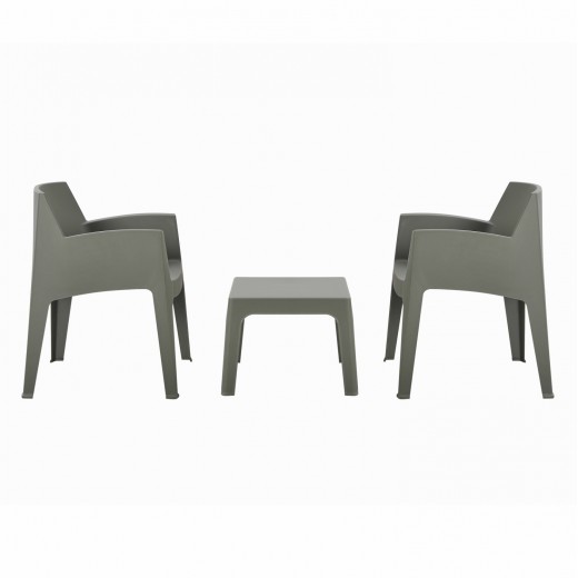 ΣΕΤ 3ΤΜΧ ΠΟΛΥΠΡΟΠΥΛΕΝΙΟΥ SLEEK HM21267.05 ΤΡΑΠΕΖΑΚΙ & 2 ΠΟΛΥΘΡΟΝΕΣ-DARK OLIVE GREEN