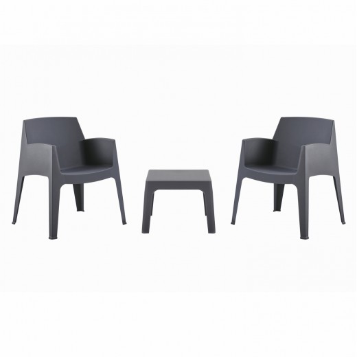 ΣΕΤ 3ΤΜΧ ΠΟΛΥΠΡΟΠΥΛΕΝΙΟΥ SLEEK HM21267.10 ΤΡΑΠΕΖΑΚΙ & 2 ΠΟΛΥΘΡΟΝΕΣ-ΓΚΡΙ