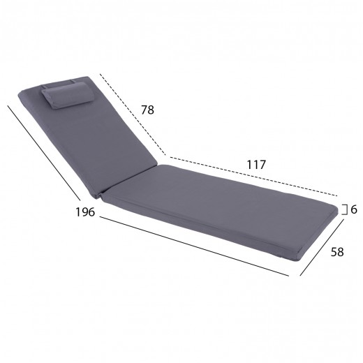 ΜΑΞΙΛΑΡΙ ΞΑΠΛΩΣΤΡΑΣ TEXTILENE 600gr/m2 ΓΚΡΙ SIFNOS HM11234.30T 194(116+78)x58x6Υ εκ.