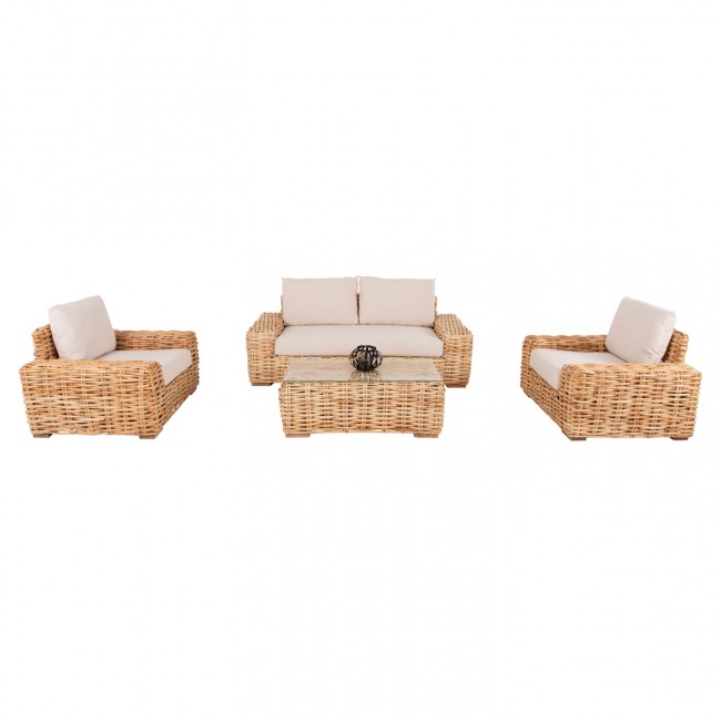 ΣΕΤ ΣΑΛΟΝΙ 4ΤΜΧ TROPEL HM11940 ΦΥΣΙΚΟ RATTAN-2ΘΕΣΙΟΣ ΚΑΝΑΠΕΣ-2 ΠΟΛΥΘΡΟΝΕΣ-ΤΡΑΠΕΖΙ
