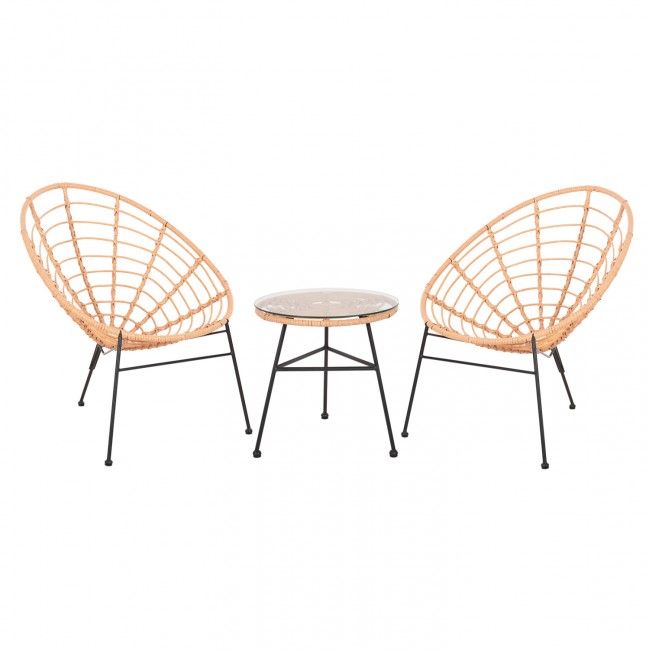 ΣΕΤ ΕΞΩΤΕΡΙΚΟΥ ΧΩΡΟΥ 3ΤΜΧ ALLEGRA HM21047.11 ΜΠΕΖ ΣΥΝΘ.RATTAN-ΜΕΤΑΛΛΟ ΣΕ ΜΑΥΡΟ