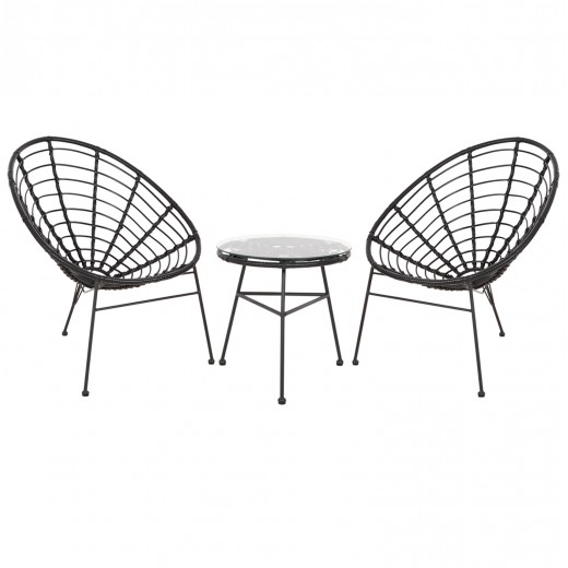ΣΕΤ ΕΞΩΤΕΡΙΚΟΥ ΧΩΡΟΥ 3ΤΜΧ ALLEGRA HM21047.12 ΜΑΥΡΟ ΣΥΝΘ.RATTAN & ΜΕΤΑΛΛΟ