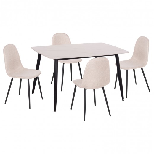 ΣΕΤ ΤΡΑΠΕΖΑΡΙΑΣ 5ΤΜΧ RAVEN HM21068.01 ΚΕΡΑΜΙΚΟ TOP ΛΕΥΚΟ ΜΑΡΜΑΡΟ--ΜΠΕΖ ΥΦΑΣΜΑ