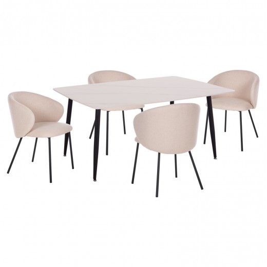 ΣΕΤ ΤΡΑΠΕΖΑΡΙΑΣ 5ΤΜΧ RAVEN HM21069.01 ΚΕΡΑΜΙΚΟ TOP ΛΕΥΚΟ ΜΑΡΜΑΡΟ & 4 ΚΑΡΕΚΛΕΣ