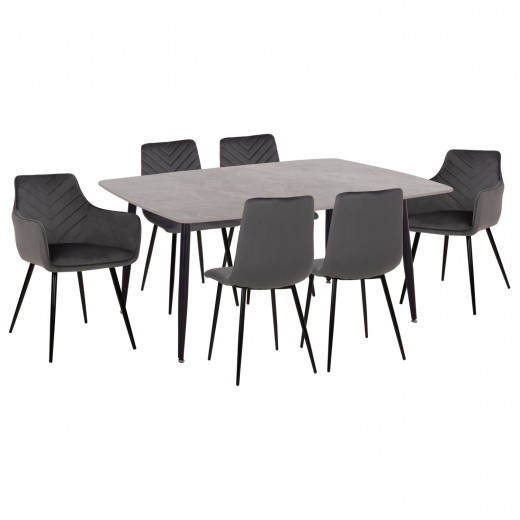 ΣΕΤ ΤΡΑΠΕΖΑΡΙΑΣ 7ΤΜΧ RAVEN HM21070.03 ΚΕΡΑΜΙΚΟ TOP--4 ΚΑΡΕΚΛΕΣ & 2 ΠΟΛΥΘΡΟΝΕΣ ΓΚΡΙ